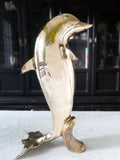 Vintage Tall Brass Dolphin Sculpture Statue 18" Chinoiserie Door Stop