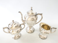 Antique Silver Plate Tea Set By Wallace Bros Silver Co V565 Teapot Sugar Bowl Creamer