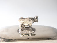 Silver Plate Covered Butter Dish Figural Cow By Lunt