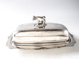 Silver Plate Covered Butter Dish Figural Cow By Lunt