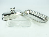 Silver Plate Covered Butter Dish Figural Cow By Lunt