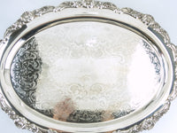 Vintage LG Silver Plate Serving Tray Butler Tray Oval Poole
