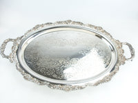 Vintage LG Silver Plate Serving Tray Butler Tray Oval Poole