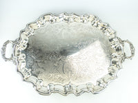 Vintage Silver Plate Bristol By Poole Butler Tray Oval Serving Tray 70