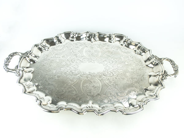 Vintage Silver Plate Bristol By Poole Butler Tray Oval Serving Tray 70