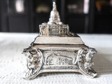 Antique Silverplate Trinket Box With Silk Lining