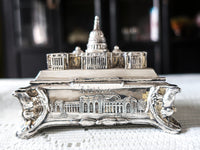 Antique Silverplate Trinket Box With Silk Lining