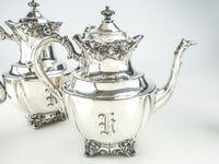 Antique Silver Plate Victorian Tea Set Coffee Service Superior Plate Circa 1800s