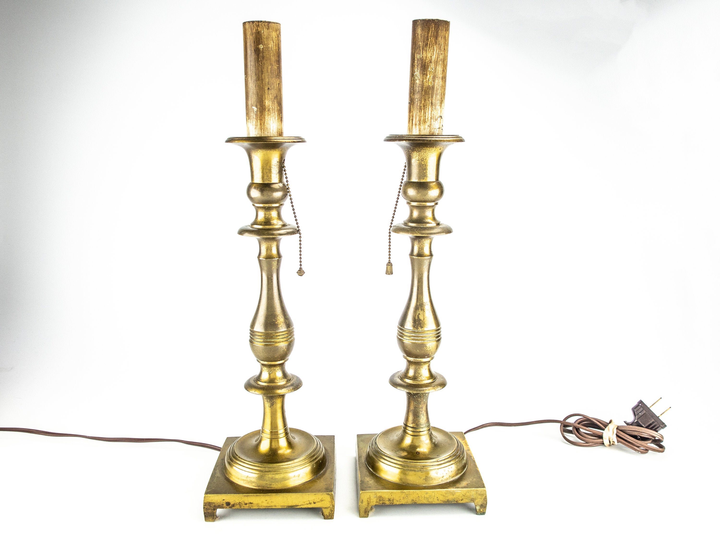 Antique Brass Altar Candle Holders Spring Loaded Church Candles