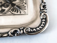 Antique Silver Plate Serving Tray Medallion Portrait 1860s Rare Greek Revival