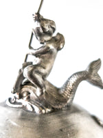 Antique Silver Plate Ice Water Pitcher Insulated Figural Cherub Boy On Dolphin