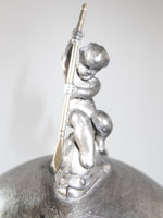 Antique Silver Plate Ice Water Pitcher Insulated Figural Cherub Boy On Dolphin
