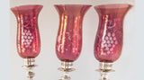 Antique Victorian Cranberry Glass Candle Shades Hurricane Lamp Silverplate Bases