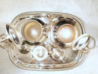 Vintage Silver Plate Tea And Coffee Set With Tray And Dust Bags Poole Silver Co