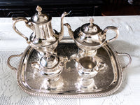 Vintage Silver Plate Tea And Coffee Set With Tray And Dust Bags Poole Silver Co