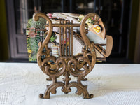 Vintage Gold Tone Lyre Harp Magazine Mail Holder