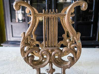 Vintage Gold Tone Lyre Harp Magazine Mail Holder