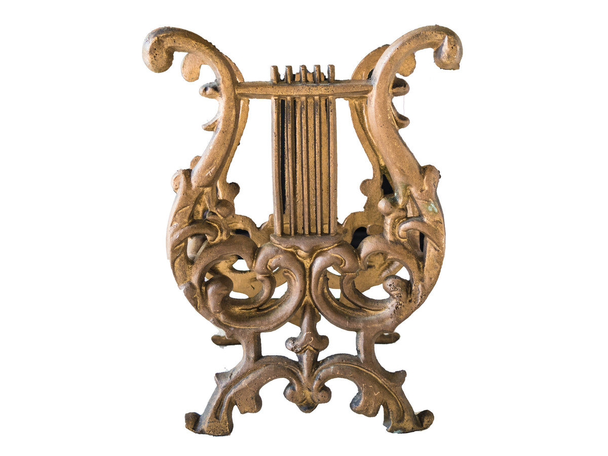 Vintage Gold Tone Lyre Harp Magazine Mail Holder InventifDesigns