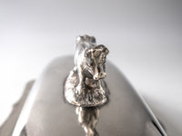 Silver Plate Covered Butter Dish Figural Cow By Lunt
