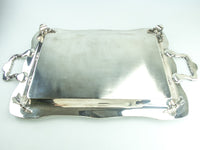 Vintage Ornate Silver Plate Footed Serving Tray Spring Flower Wm Rogers 27"