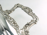 Vintage Ornate Silver Plate Footed Serving Tray Spring Flower Wm Rogers 27"