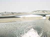 Vintage Ornate Silver Plate Footed Serving Tray Spring Flower Wm Rogers 27"