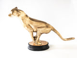 Large Brass Panther Statue 25" Tiger Cougar Jaguar Lion Sculpture