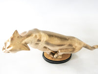 Large Brass Panther Statue 25" Tiger Cougar Jaguar Lion Sculpture
