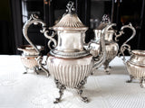 Vintage Silver Plate Tea Service Set Berry Finial Silver On Copper Goldfeder Silver Co