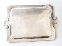 Antique Silver Plate Serving Tray Aesthetic Barbour Bros Circa 1880s Figural Handles