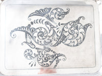 Antique Silver Plate Serving Tray Aesthetic Barbour Bros Circa 1880s Figural Handles
