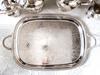 Vintage Silver Plate Tea And Coffee Set With Tray And Dust Bags Poole Silver Co
