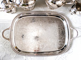 Vintage Silver Plate Tea And Coffee Set With Tray And Dust Bags Poole Silver Co