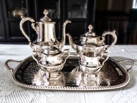 Vintage Silver Plate Tea And Coffee Set With Tray And Dust Bags Poole Silver Co