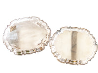 Vintage Silver Plate Serving Trays Set Of 2 Chippendale Scalloped Edge