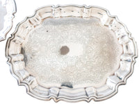 Vintage Silver Plate Serving Trays Set Of 2 Chippendale Scalloped Edge
