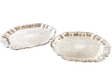 Vintage Silver Plate Serving Trays Set Of 2 Chippendale Scalloped Edge