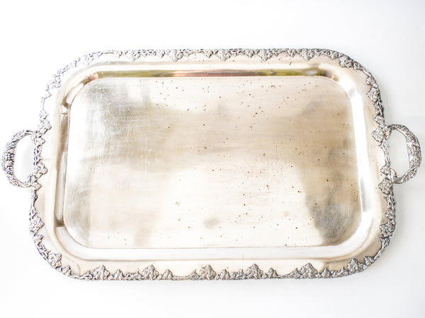 Antique Old Sheffield Plate Reproduction Serving Tray Butlers Tray Grape And Leaf Design 1800's