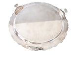 Vintage Silver Plate Serving Tray Salver Floral Rim Lion Feet Ornate