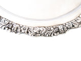 Vintage Silver Plate Serving Tray Salver Floral Rim Lion Feet Ornate