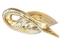 Vintage Castilian Brass Swan Sculpture Doorstop Large Hollywood Regency