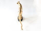 Large Brass Panther Statue 25" Tiger Cougar Jaguar Lion Sculpture