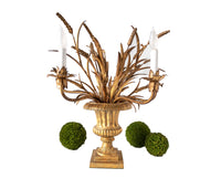 Italian Tole Gilt Candelabra Girandole Table Lamp Gold Leaf Gilded Light