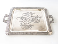 Antique Silver Plate Serving Tray Aesthetic Barbour Bros Circa 1880s Figural Handles
