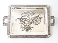 Antique Silver Plate Serving Tray Aesthetic Barbour Bros Circa 1880s Figural Handles