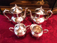 Vintage Silver Plate Coffee Tea Set Towle Coffee Teapot Creamer Sugar