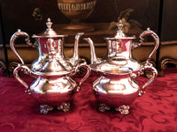 Vintage Silver Plate Coffee Tea Set Towle Coffee Teapot Creamer Sugar