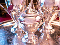 Vintage 5 Piece Silver Plate Tea Set Coffee Service With Tray