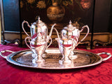 Vintage 5 Piece Silver Plate Tea Set Coffee Service With Tray