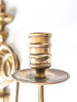 Pair Brass Candle Holder Sconces Double Arm Candle Holder Hollywood Regency